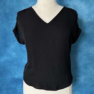 Loft Outlet V-Neck Tee Shirt, Black Rayon, Size M
